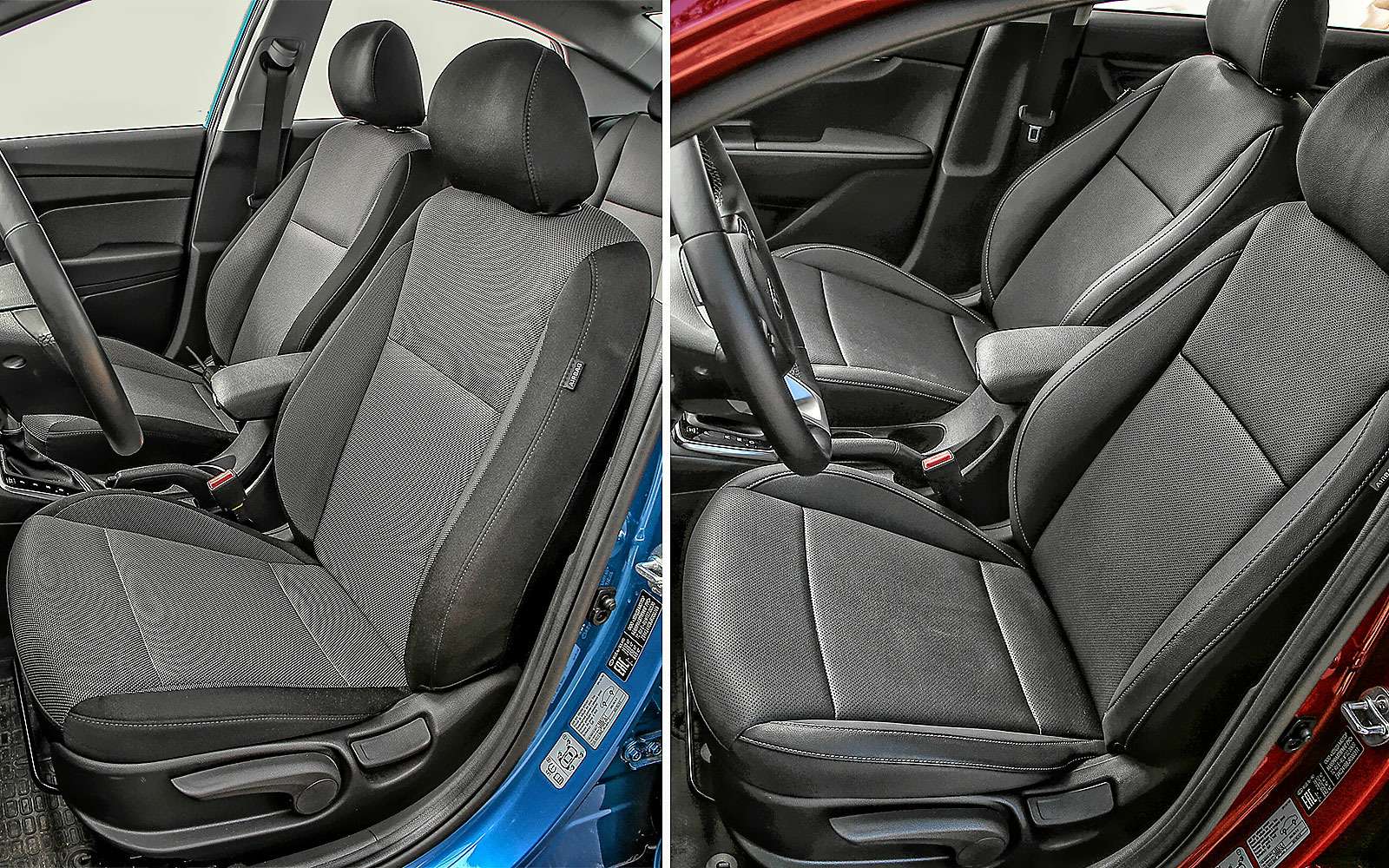 Обоим корейским седанам доступен практически одинаковый набор опций, но кое-какие отличия все-таки есть. Например, если вы захотите кожаный салон – придется остановить выбор на Kia Rio в максимальной комплектации Premium. Максимально упакованный Hyundai Solaris комплектуется тряпичным салоном.