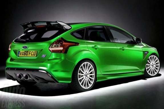 Next Ford Focus RS rendering by Auto Express side-rear view