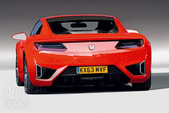 New Honda NSX rendering by Autocar rear view