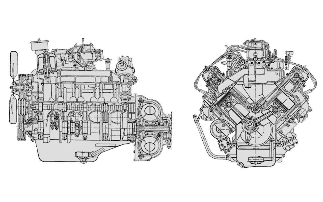 ЗМЗ‑53 – ближайший родственник двигателя ГАЗ‑13 (5,53 л, 100×88 мм), который с 1959 года устанавливали на Чайку ГАЗ‑13.