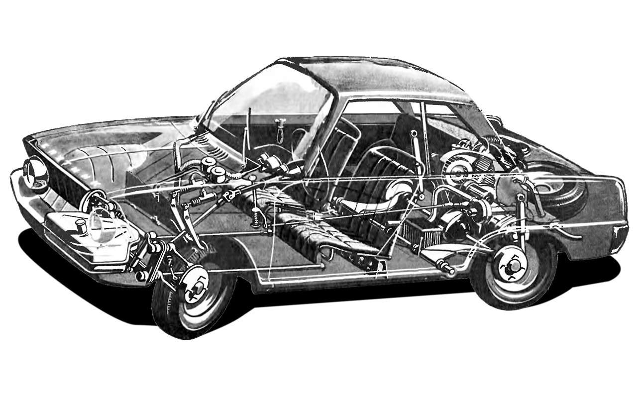Компактный (длина 3100 мм, колесная база 1900 мм) заднемоторный автомобиль – первый в СССР с поперечно расположенным двигателем. Благодаря этому в моторный отсек уместили и запасное колесо. Машину посадочной формулой 2+2 проектировали для Серпуховского завода и планировали выпускать как с ручным, так и с обычным управлением. К слову, как и Оку, появившуюся через много лет. НАМИ‑086 снаряженной массой всего 590 кг имел максимальную скорость 72 км/ч. Считали, что для суперкомпактной городской машины этого вполне достаточно.