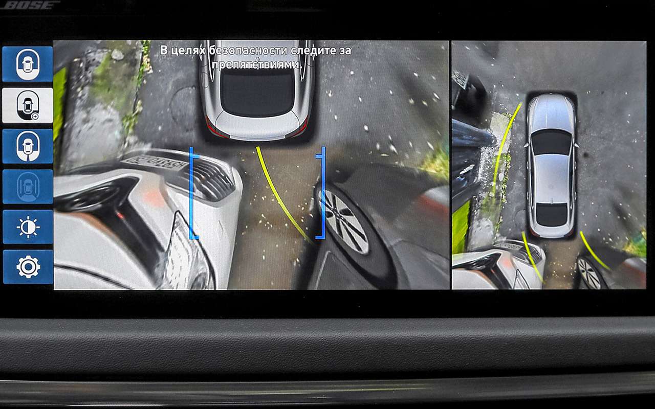 Камера заднего вида с хорошим разрешением появляется во втором уровне оснащения из шести. Двум топовым комплектациям ­положена система кругового обзора.