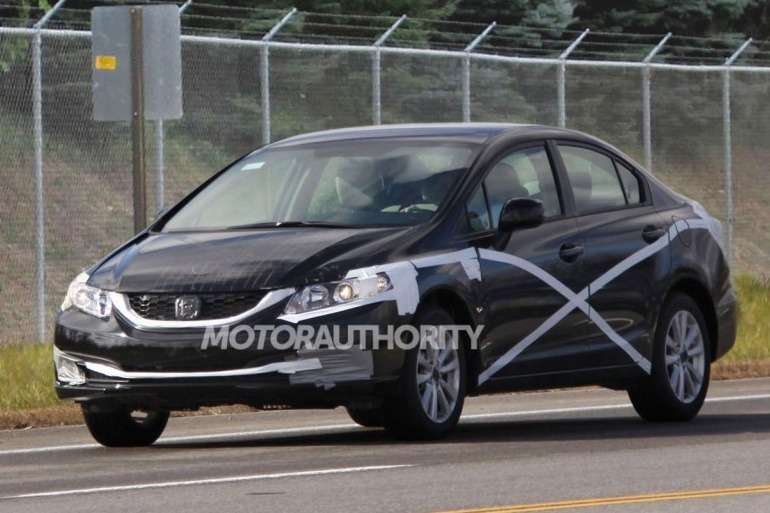 Facelifted Honda Civic sedan test prototype side-front view_no_copyright