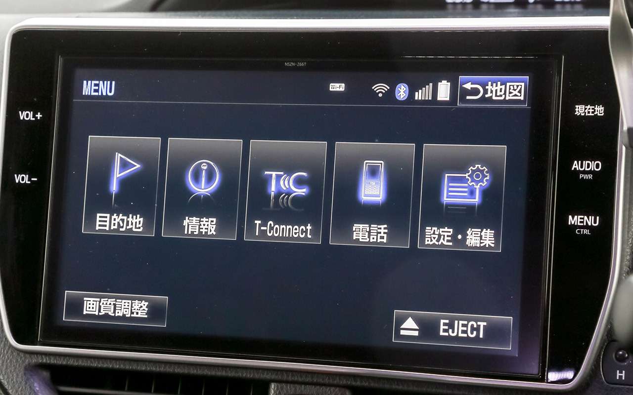 Конфигурация меню не отличается от европейских Тойот и будет понятна даже несмотря на иероглифы.