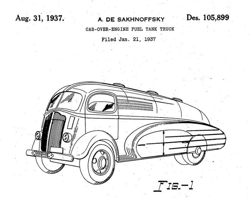 Патент де Сахновски на форму грузового автомобиля White, 1937 год